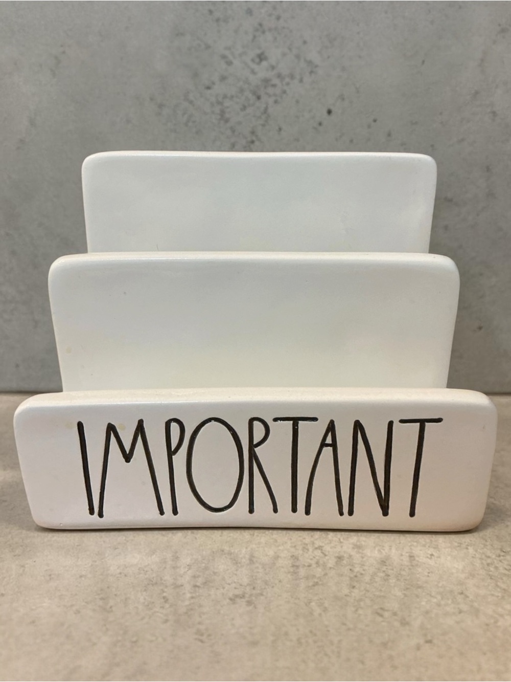 Rae Dunn White 'IMPORTANT' Three-Slot Desk Organizer